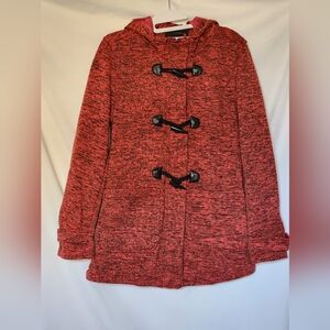 Stylish Red Skirt with Toggle Accents